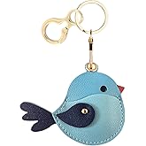 BORKUANA Leather Keychain Holder Case Compatible with AirTag,Cute Protective Cover with Keyring