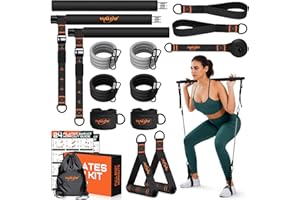 WALITO Pilates Bar Kit with Resistance Bands, 3-Section Multifunctional Yoga Pilates Bar with Metal Adjustment Buckle.Portable Pilates Equipment for Women & Men Full-Body Workouts at Home Gym