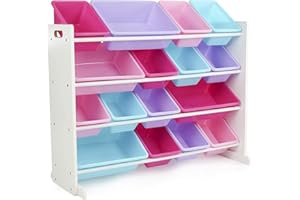 Humble Crew Supersized Toy Storage Organizer with 16 Removable Bins, White/Blue/Pink/Purple – Large Toy Storage for Toddlers Ideal for Kids' Rooms, Playrooms, and Nurseries - Modern Toy Bins for Kids