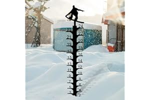 Flexyony Outdoor Snow Gauge 24 Inch Iron Art Snow Gauge Detachable Christmas Snowflake Snowfall Measuring Gauge Handmade Snow Measuring Stick for Garden Yard Christmas Decoration Gift (D-Ski Board)