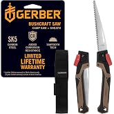 Gerber Gear Bushcraft Saw - Portable Camping Saw for Cutting Wood - Versatile Outdoor Tool w/Ergonomic Handle - 2-Position Blade - Chrome-Plated