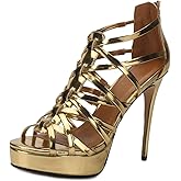 MAIERNISI JESSI Unisex Men's Women's Platform High Heel Sandals, Strappy Gladiator Style, Stiletto Heel with Zipper Closure