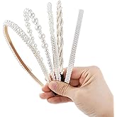 Falzqq 5 Pcs Pearl Headband Bridal Headband Bridal Hair Hoop Hairbands White Artificial Pearl Headbands for Women Girls Wedding Party Hair Accessories