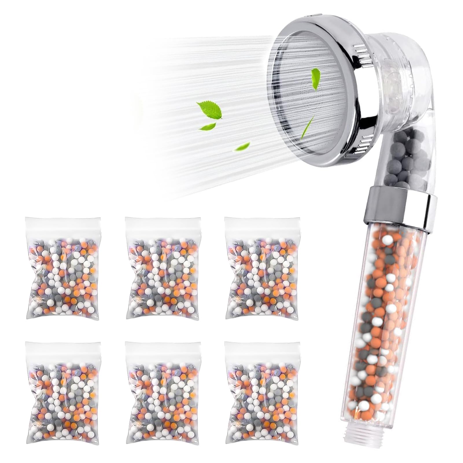 6 Packs Mineral Balls Negative Ion, Replacement Bio-Active Stone, Tourmaline Balls Showerhead Filter, Shower Head Beads, pH Balance Mineral Balls for Showerhead Filters for Revitalized Skin and Hair
