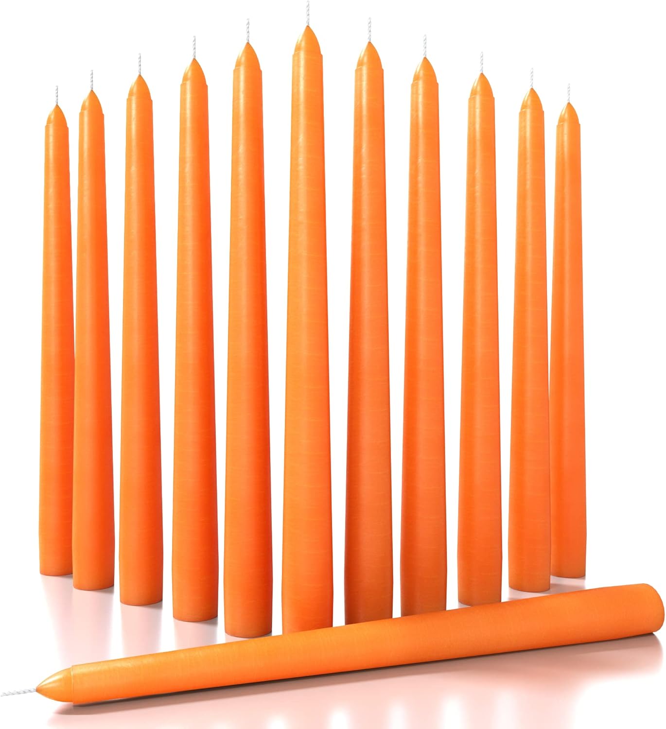 Candles & Holders - CANDWAX 12 inch Taper Candles Set of 12 - Halloween Taper Candles Dripless and Unscented - Tall Candles Long Burning Perfect as Halloween Candles or Gothic Decor - Orange Candles