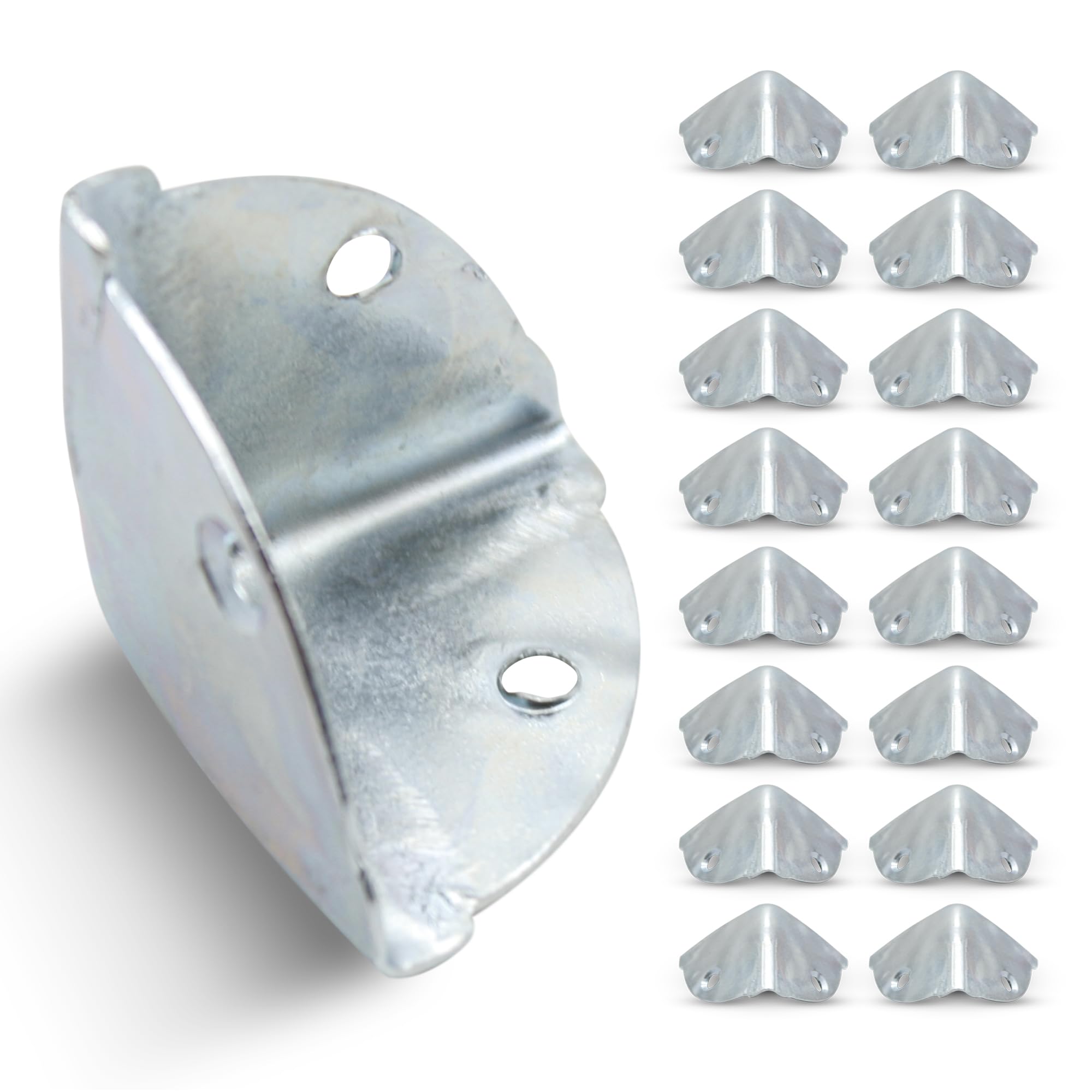 DOJA Barcelona Metal Edge Protectors, Pack of 16, Corner Protection, 36 x 36 x 36 mm, Zinc Galvanised, for Baby Corner Protectors, Furniture Edge Protection, Table Corner Fitting, Box, Table Edge