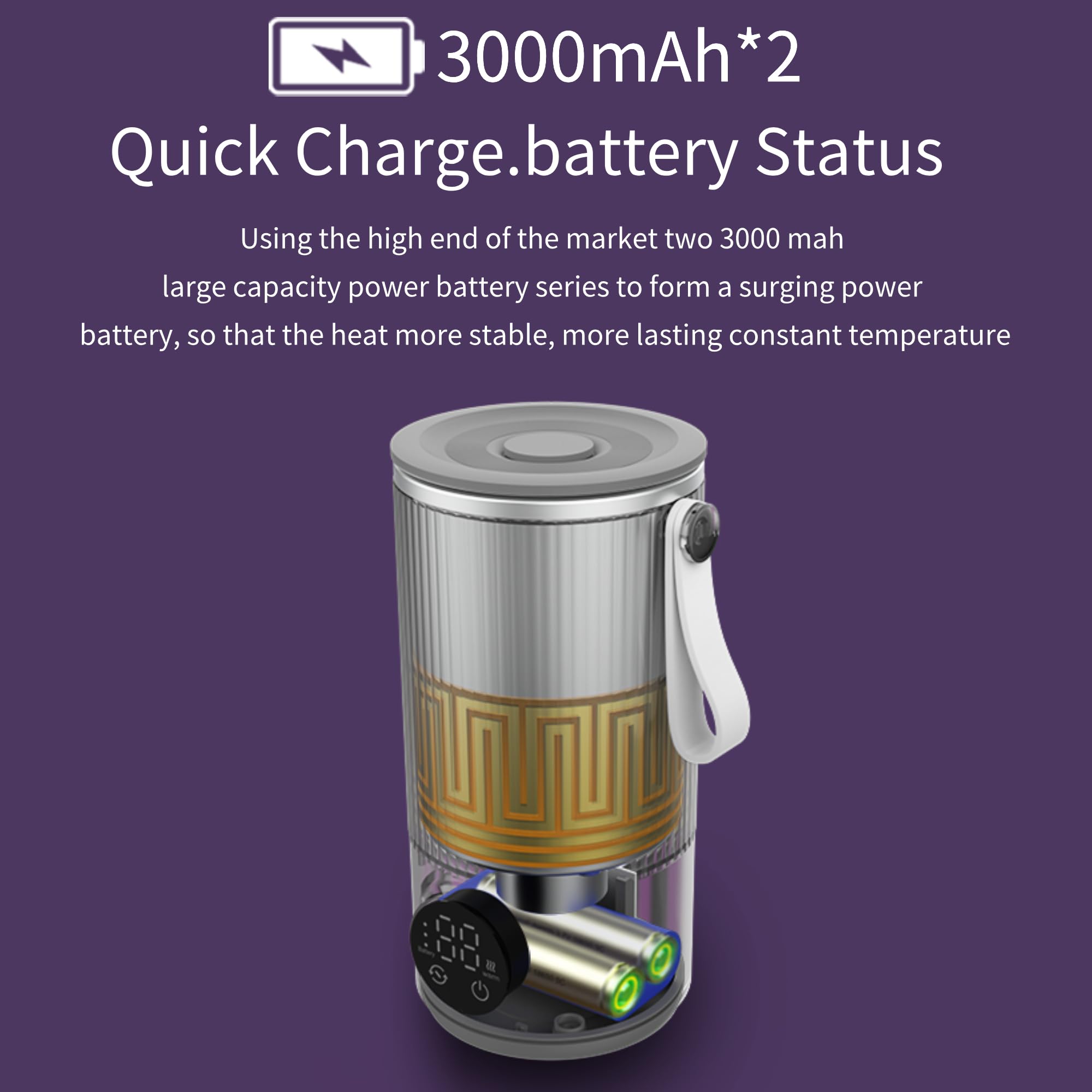 Bewinner 400 Ml Reisewasserkocher Klein – Tragbarer Miniwasserkocher Kabelloser 6000 MAh, Wiederaufladbar mit 4 Gängen, Edelstahl Wasserkocher mit Automatische Abschaltung für Milch 8