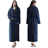 Oksun Womens Long Fleece Robe: Soft Fluffy Warm Bathrobe - Cozy Winter Housecoat Nigthgown with Chic Piping