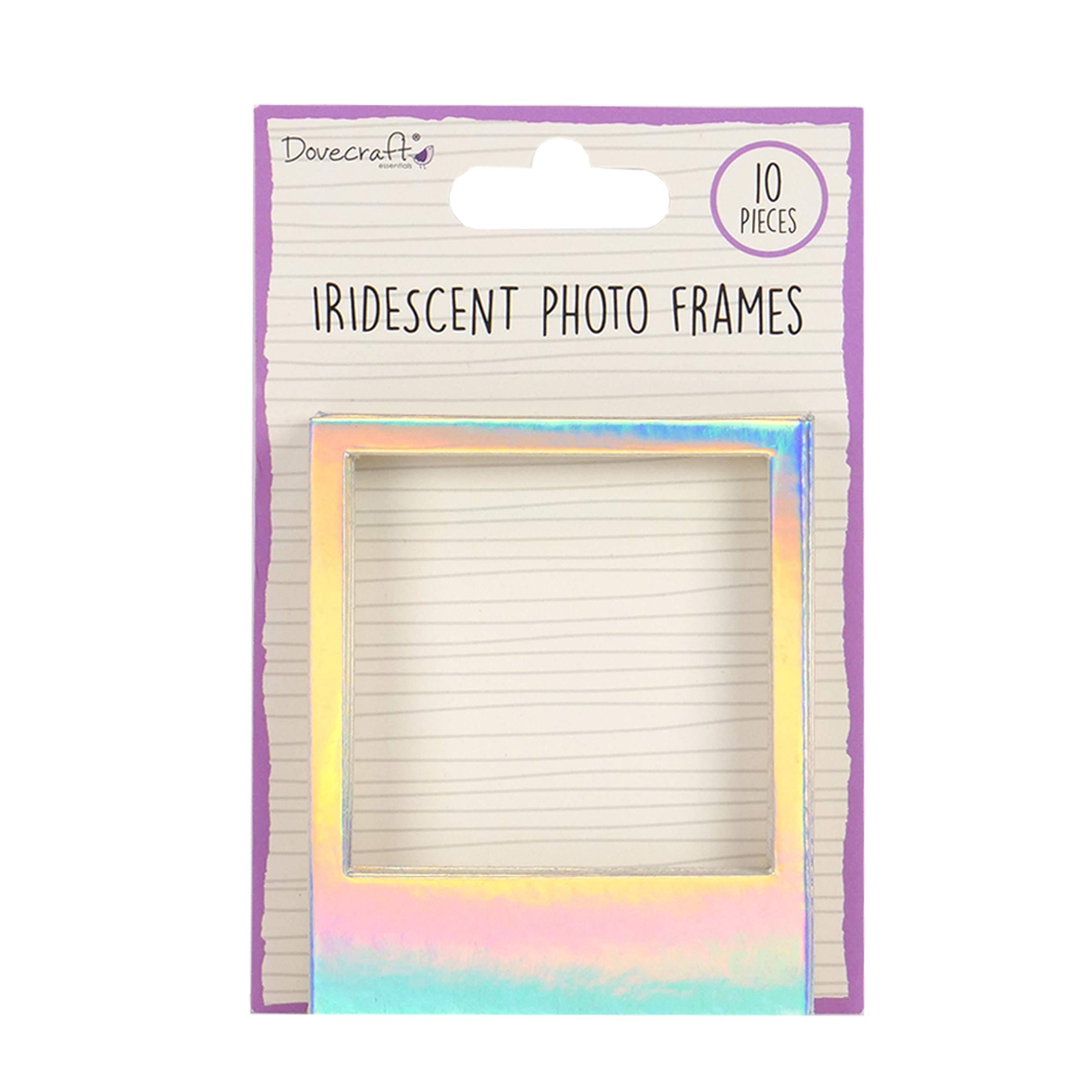 Dovecraft DCBS217 Essentials Iridescent Photo Frames-Polaroid Style-8x10cm-Pack of 10-for Card Making, DIY, Papercraft, Party, Home Décor & Scrapbooking, Multi-Colour, One Size