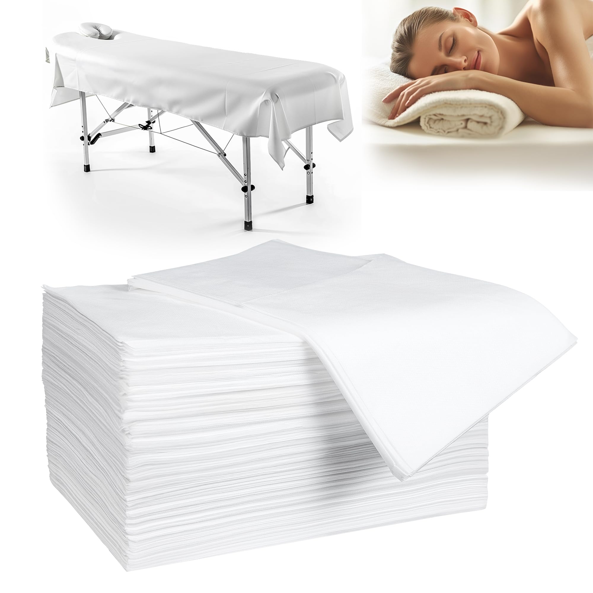 Photo 1 of 100 Pack 31" x 71" Disposable Non-Woven Massage Table Bed Covers - 2-Ply Waterproof Spa Sheets for Facial, Tattoo & Waxing.