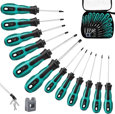 Anesty 12pc Magnetic Torx Screwdriver Set T5-T40 Chrome Vanadium Steel
