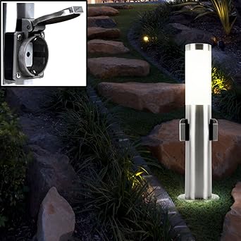 9 5 Watt Led Edelstahl Stand Leuchte Garten Terrasse Ip44 Beleuchtung 2x Steckdosen Amazon De Beleuchtung