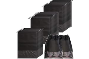 DIOMMELL 24PCS Travel Shoe Bags Non-Woven with Rope for Men and Women Large Shoes Storage Packing Pouch Organizers