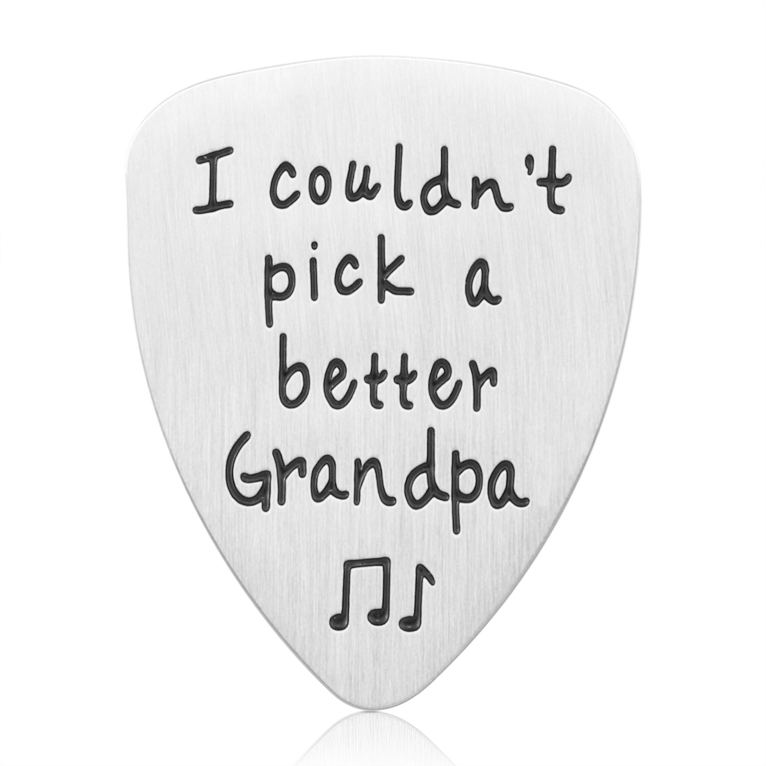 Grandpa Gift for Father's Day - Stainless Steel I Couldn't Pick A Better Grandpa Guitar Pick Jewelry, Unique Birthday Gift for Musician Grandfather