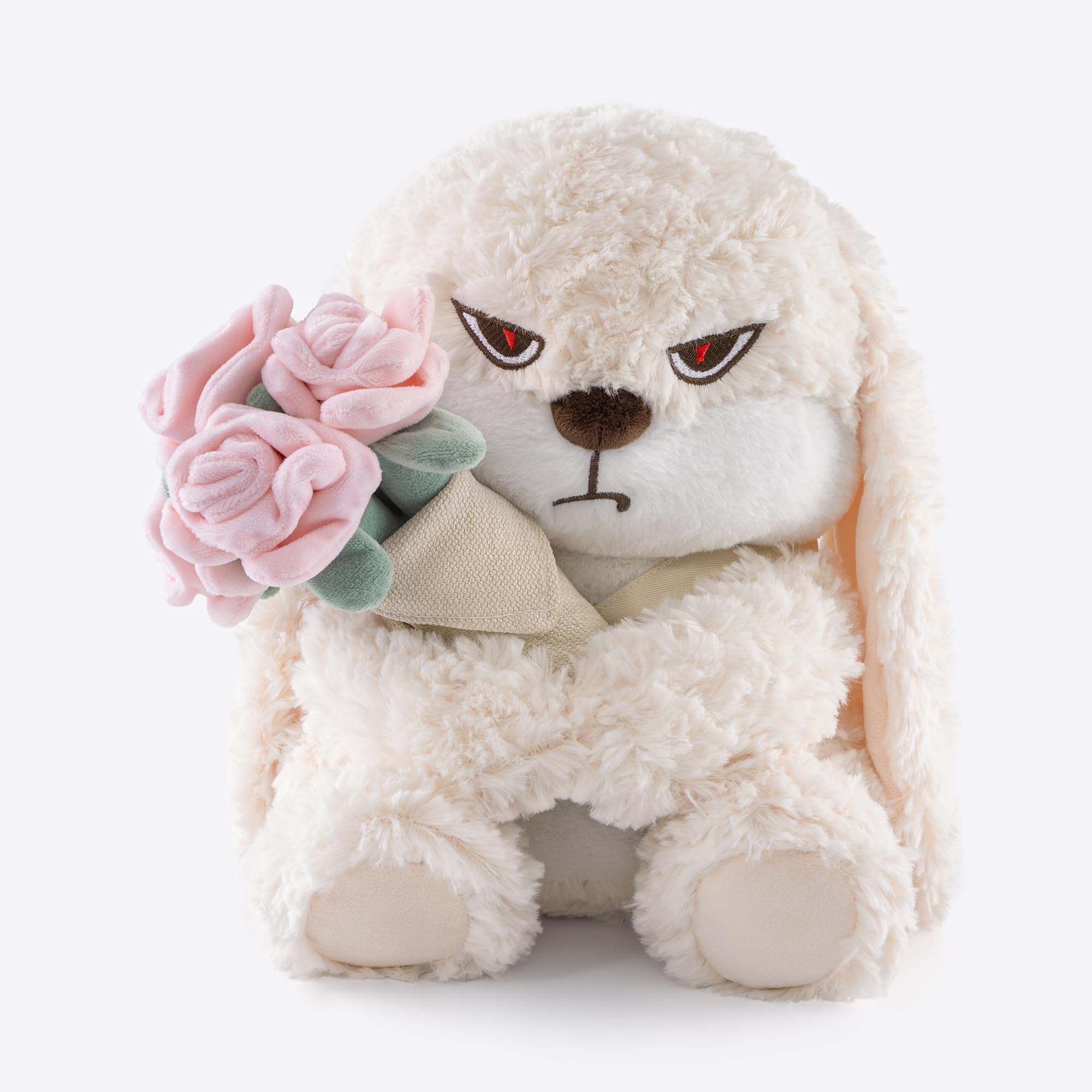 View 1 of 11.4" Adorable Bunny Plush Stuffed Animal - Hugging Rose Bouquet, Ultra-Soft Cuddly Toy, for Girls, Kids, Valentine's Day (White/Pink)-A Surprise That Never Fades
