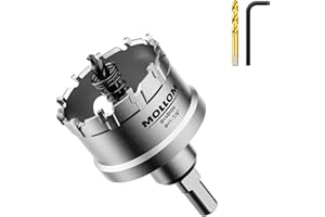 Mollom (1-7/8''|48mm) Heavy Duty Carbide Hole Saw with 2 Pilot Drill Bits, Hole Cutter cuts Stainless Steel, mild Steel, Iron, Copper, Brass, Plastic