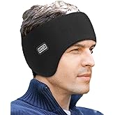 Lauzq Double-Layer Pro Ear Warmer Headband - Knit Fuzzy Lined Cold Weather Ear Muffs for Men Women Running Cycling Ear Covers