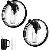 32oz Flip Straw Lid for HydroJug Traveler, Leak Proof Top Cap Replacement for HydroJug Tumbler, BPA-Free Dishwasher Safe Leak Resistant Cap with 4 Straws, Lids Accessories for Hydro Jug, Black*2