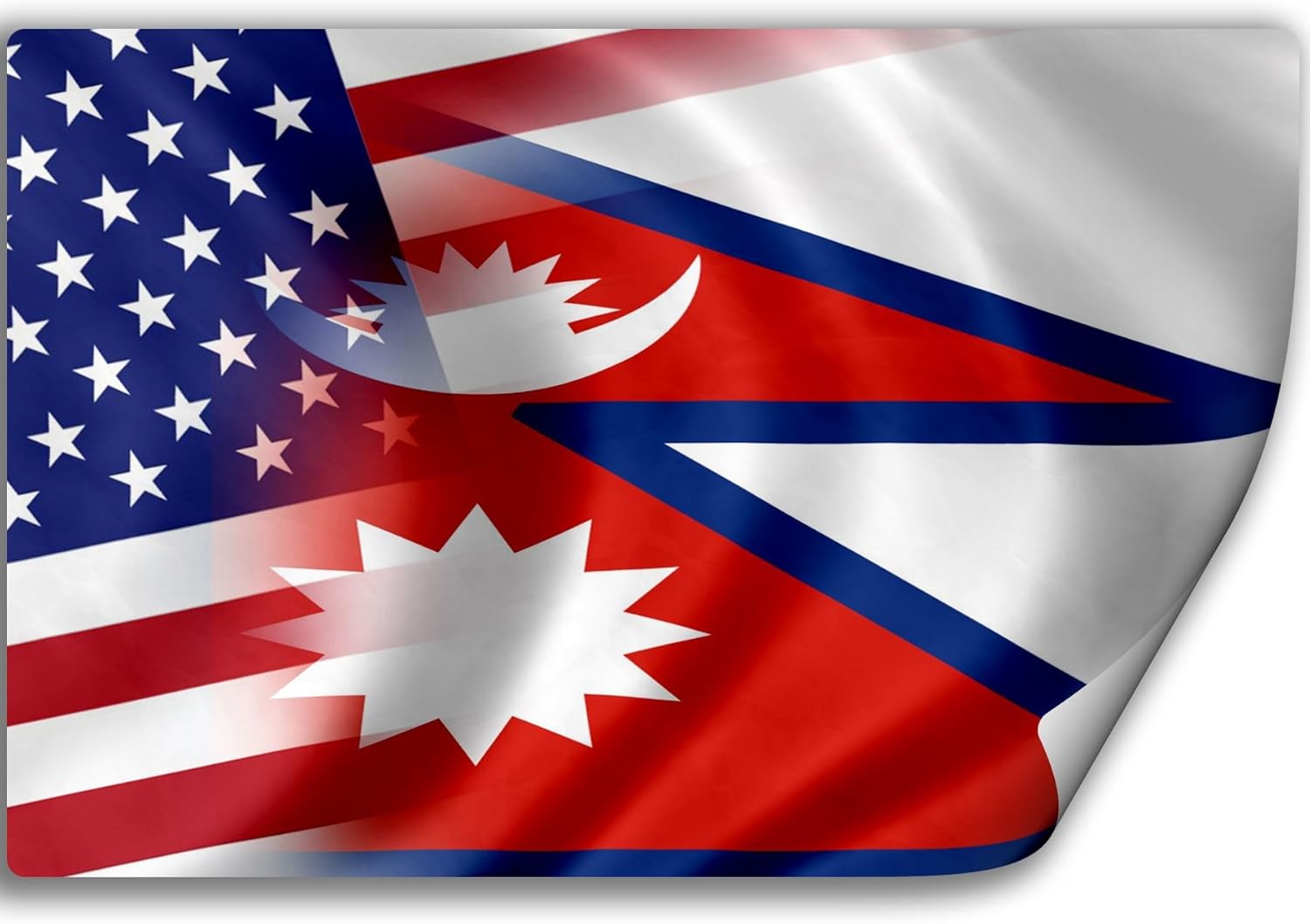 ExpressItBest Sticker (Decal) with Flag of Nepal and USA