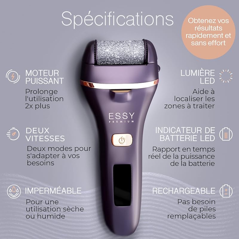Lime à Pieds Électrique avec 5 Rouleaux de Rechange (Violette)