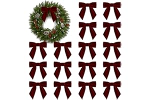 20Pcs Velvet Bow Ornaments for Christmas Tree 4.5" Vintage Small Twist Tie Velvet Ribbon Bows for Crafts Wreath Garland Gift 