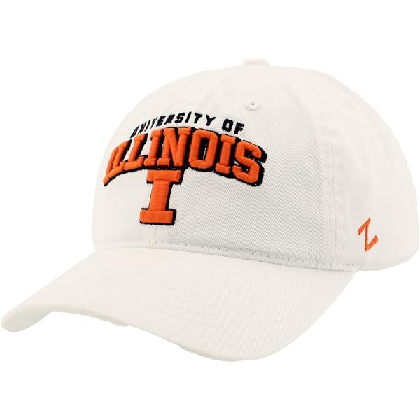 Desert Cactus University Of Illinois Baseball Hat – Fighting Illini Embroidered Adjustable Cap, Washed Cotton (White) - View #7