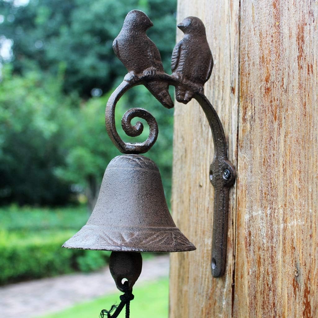 LXYFMS American Country Vintage Wrought Iron Love Bird Doorbell Cast Iron Bell Handmade Garden Front Doorbell 9.5x15x23cm Cast Iron doorbell