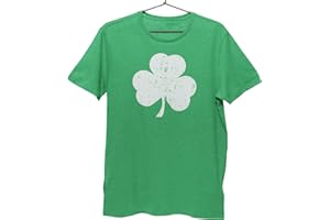 NYC FACTORY USA Screen Printed Retro Green Irish Distressed Shamrock T-Shirt St Patricks Day Mens Ireland Pride Tee Shirt