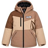 Volcom Boys Water &amp; Wind Resistant Attached Hood Midweight Ski Parka Coat | Colorblock Snow Shield Shell, Chest Zip Pocket with Stone Logo, Synthetic Fill Insulation for Cold-Weather Warmth