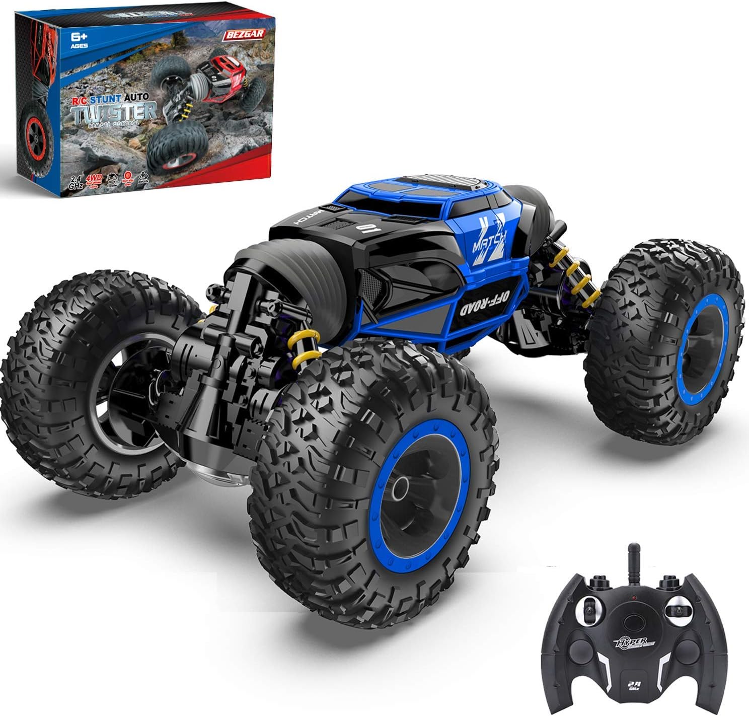 BEZGAR TD141 Remote Control Cars, 1:14 Scale RC Car, 4WD Transform 15 KM/H All Terrains Twist RC Stunt Car