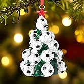 Daifunli Christmas Soccer Ornaments 4 Inch Resin Sports Ball Ornaments 2025 Christmas Tree Decoration for Xmas Holiday Party Favor Decoration Soccer Sports Coach Lover Fan Players Gift