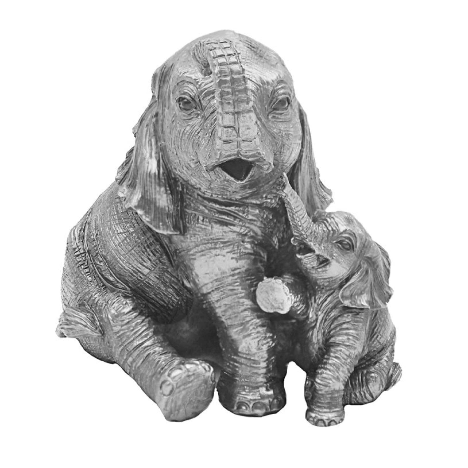 Lesser & Pavey Reflections Silver Resign Animal Ornament - Elephant and Calf
