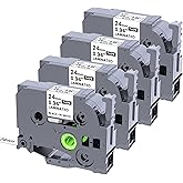 TZE-251 Tape Replacement Compatible for Brother P-Touch TZe-251 Black on White 1 Inch Labels 24mm 0.94 Laminated Label Tape for Ptouch PTD400 PTD410 PT-D610BT PTD460BT, 4 Pack