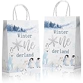 Usumz Winter Onederland Goodie Bags Snowflake 1st Birthday Decoration Winter Snowflake Theme Party Decoration Silver Blue