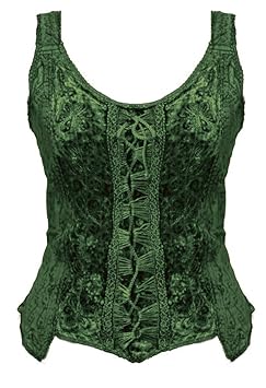 Dark Dreams Gothic Mittelalter LARP Bluse Alina, Farbe:dunkelgrün, Größe:S/M