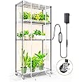 SpeePlant Indoor Greenhouse with Grow Light and Shelves - 4 Tier Plant Stand with Grow Light, Zippered PVC Cover and 3 Dimmable 1.8FT 60W Grow Lights with Timer, 30"(L) X 14"(W) X 59"(H)
