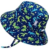 JAN & JUL 50+ UPF Dinosaur Bucket Hat for Baby Boy Girl, Adjustable (S: 0-6 Months, Dinoland)