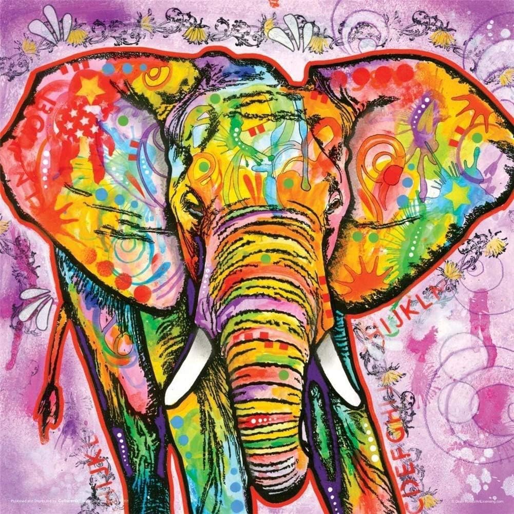 Cenda Diamond Art Painting Kits Full Round Drill Rhinestone Embroidery with Accessories and Tools Supply Arts Crafts Sewing Colorful Elephant 11.8x11.8in