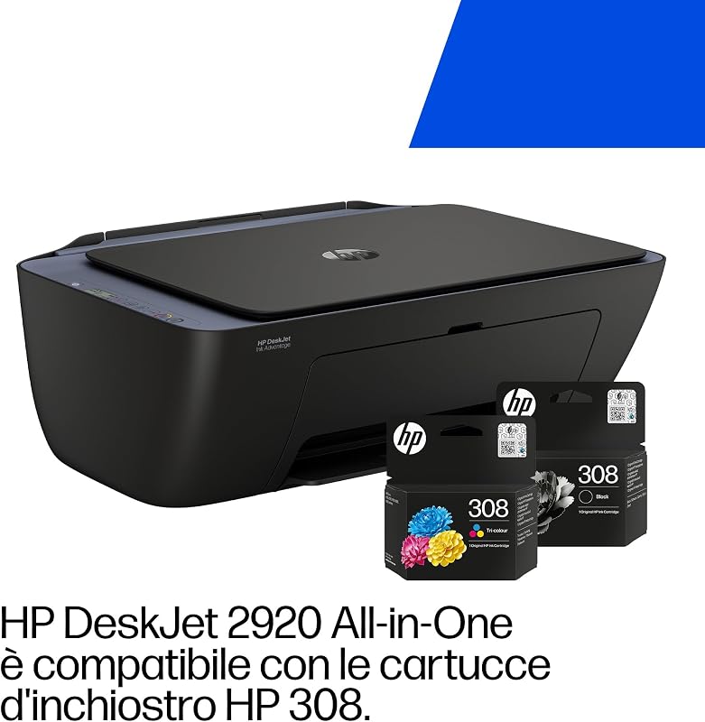 DeskJet 2920 89F97B, Stampante Multifunzione a Getto d'Inchiostro A4 a Colori, Fronte e Retro Manuale, 7,5 ppm, Wi-Fi, app, 3 Mesi di Inchiostro Instant Ink Inclusi, Nera