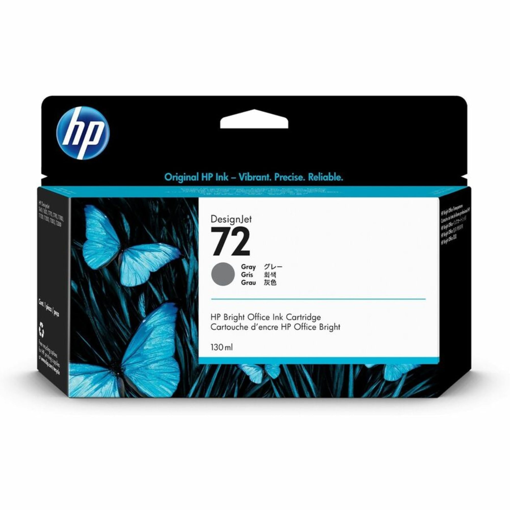 HP 72 C9374A Grey 130-ml Genuine DesignJet Ink Cartridge Ink, for T2300 eMFP, T1300, T1200, T1120, T1100, T1100 MFP, T795, T790, T770, T620, T610 & T600 Large Format Plotter Printers