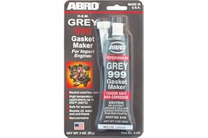 ABRO 999 RTV Silicone Sealant and Gasket Maker - 650 Degrees F, OEM Specified, Sensor Safe, Non-Corrosive, High Temp Silicone Sealant/Head Gasket Sealant Neutral Cure, Low Odor, 3 oz. Tube - Grey