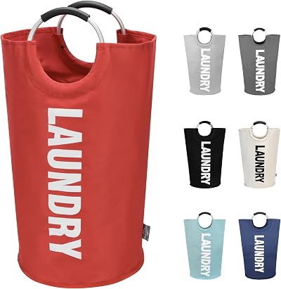 DOKEHOM 90L Large Collapsible Laundry Basket Freestanding Hamper Red