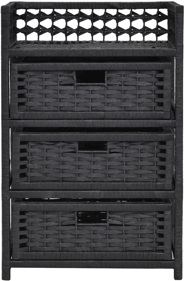 wicker drawer unit on Amazon Com Storage Unit Tower Shelf Wicker Baskets Storage Chest Rack Black 3 Drawer