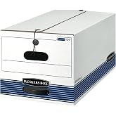 Bankers Box 12-Pack String &amp; Button Medium-Duty File Box, Letter, FastFold | Keep important records buttoned up with secure closure, FastFold setup, reinforced handles, and stackable strength.