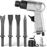 NYXOVA 150mm Air Hammer Kit, 4500 BPM Short Barrel Pneumatic Hammer | With Quick Change Retainer &amp; 4 Chisels, Heavy-Duty Air Chisel Tool for Automotive, Metal &amp; Masonry Work