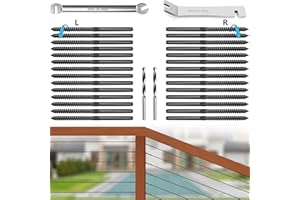 Steel DN Mate T316 Stainless Steel 70 Pack Black Left&Right Handed Thread Swage Lag Screws for Wood Post of 1/8" Cable Railin