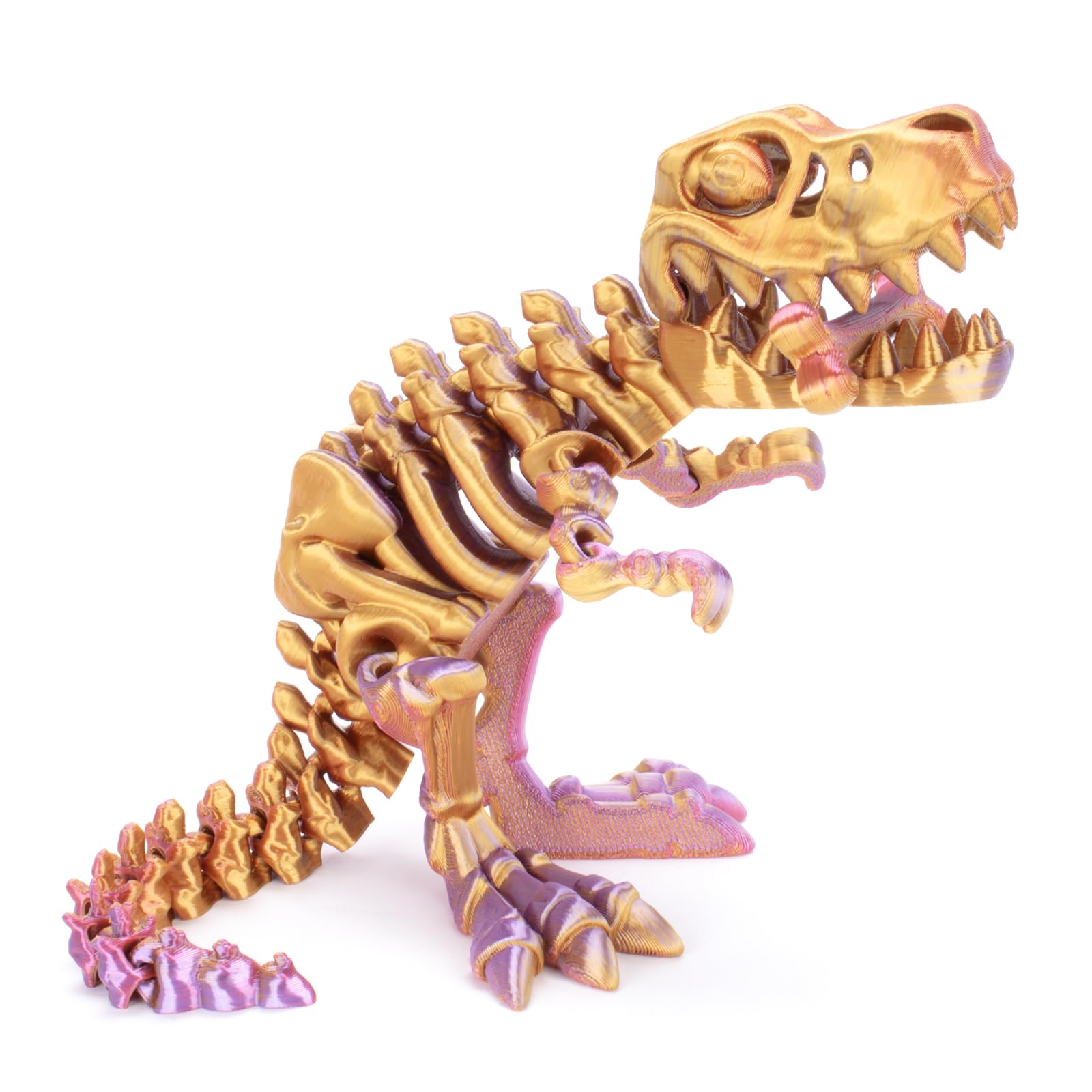 Photo 1 of FunisFun 3D Printed Dragon with Articulated Bones for Adult, 3D Printed Dinosaur Fidget Toys Decor for Stress Relief (Red-Gold-Purple, 1P)
