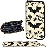 smauncucn Wallet,Leather Long Wallet Suitable For Ladies And Teenagers - Detachable Wristband + RFID Blocking Wallet With Card Slot - Floral Bats Pattern