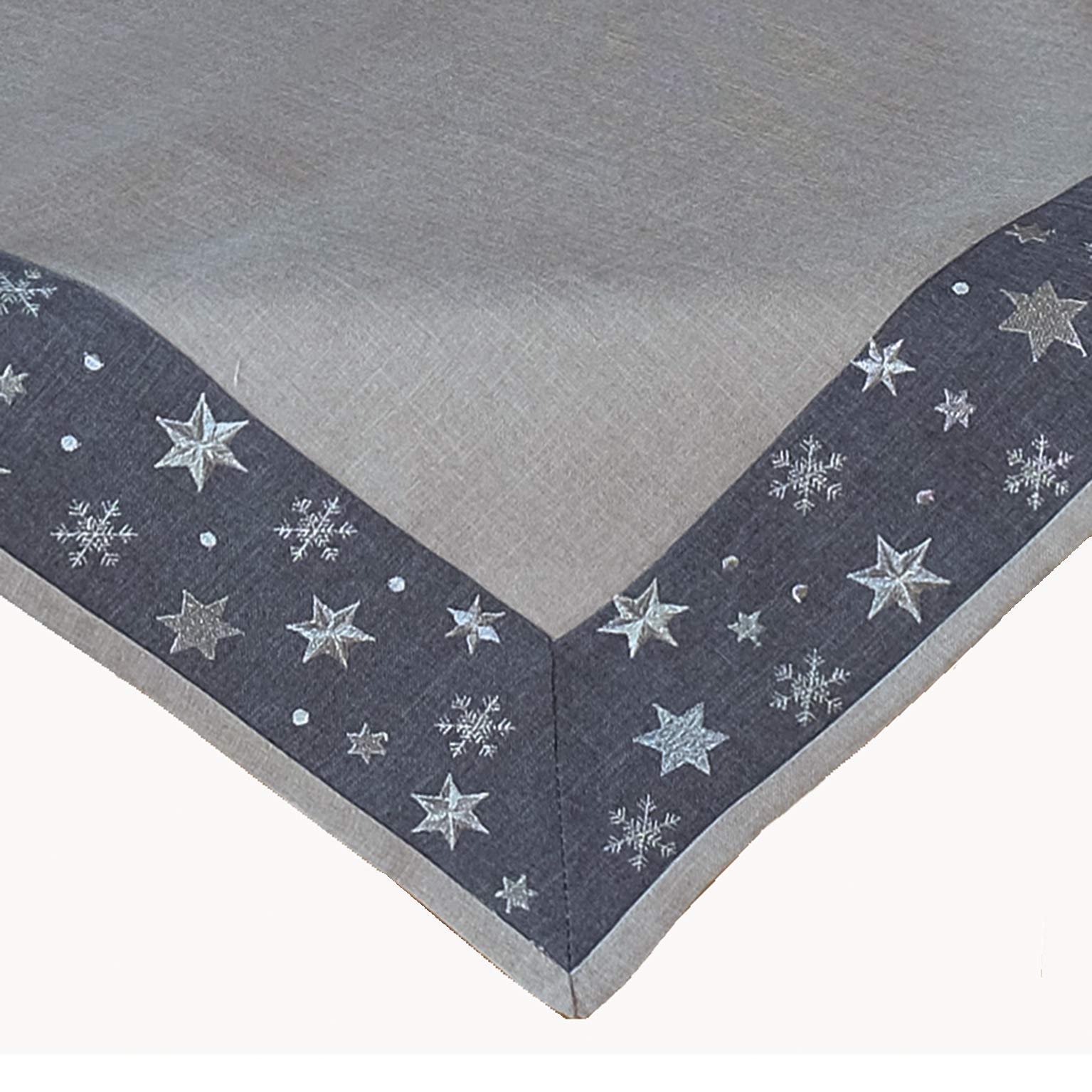 Raebel OHG Table Linen Christmas Embroidery Golden Stars Table Runner Winter (40 x 90 cm, Grey)