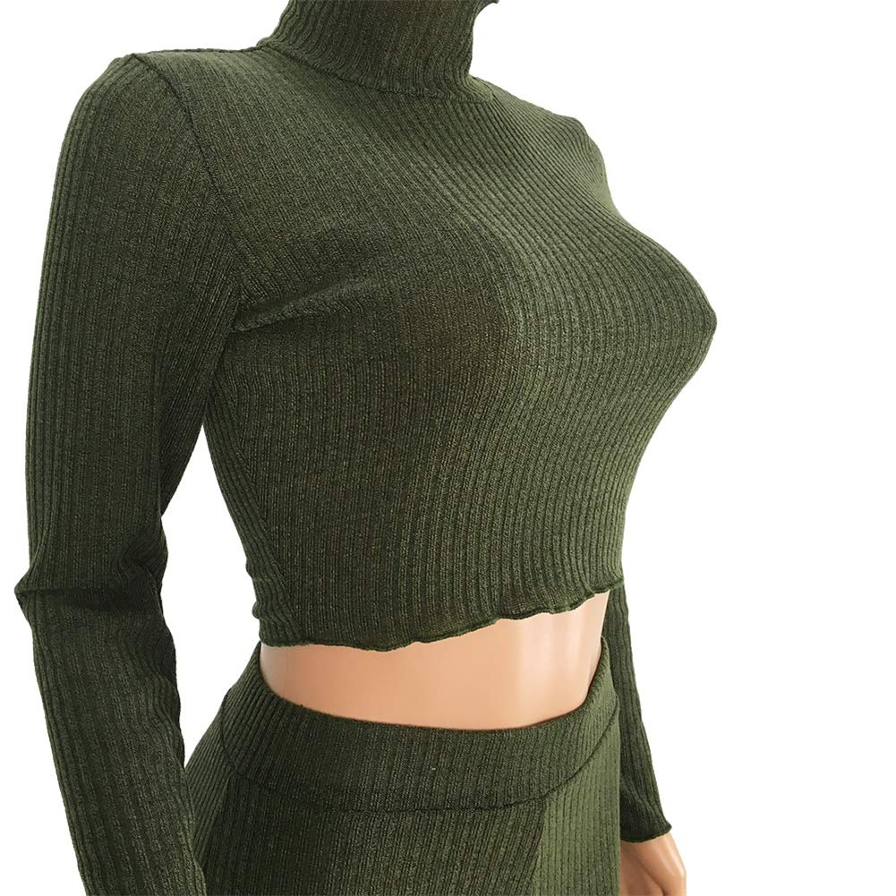 Womens Knit Rib Two Piece Sweater Sets 